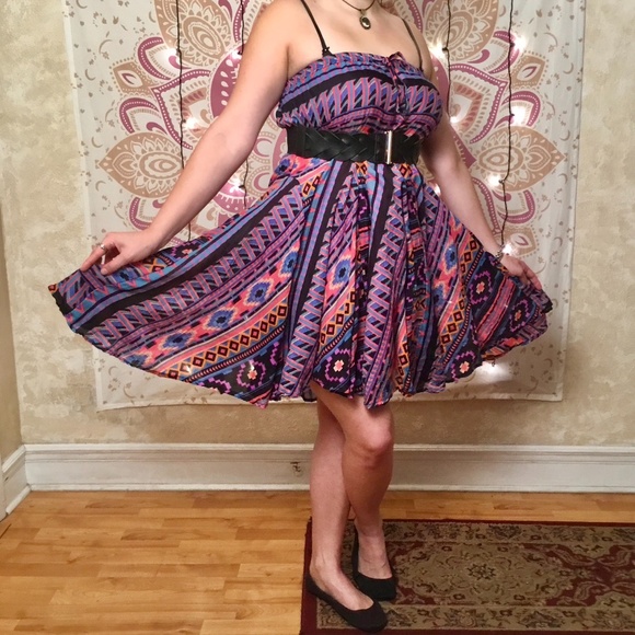 Mix Nouveau: Boho Skirt/Dress A-Line Geo-Print - Picture 3 of 9